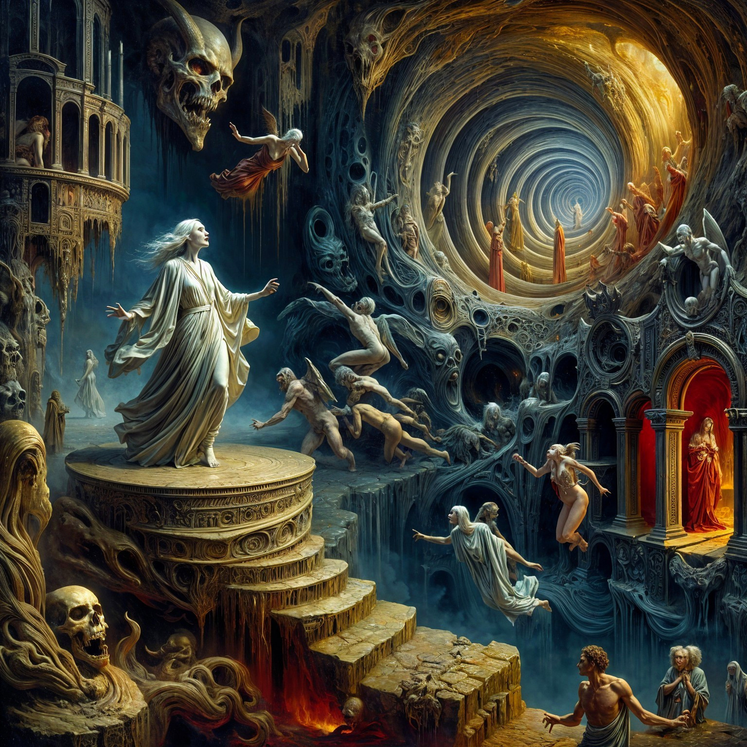 Surreal Dark Fantasy Scene with Ethereal Elements