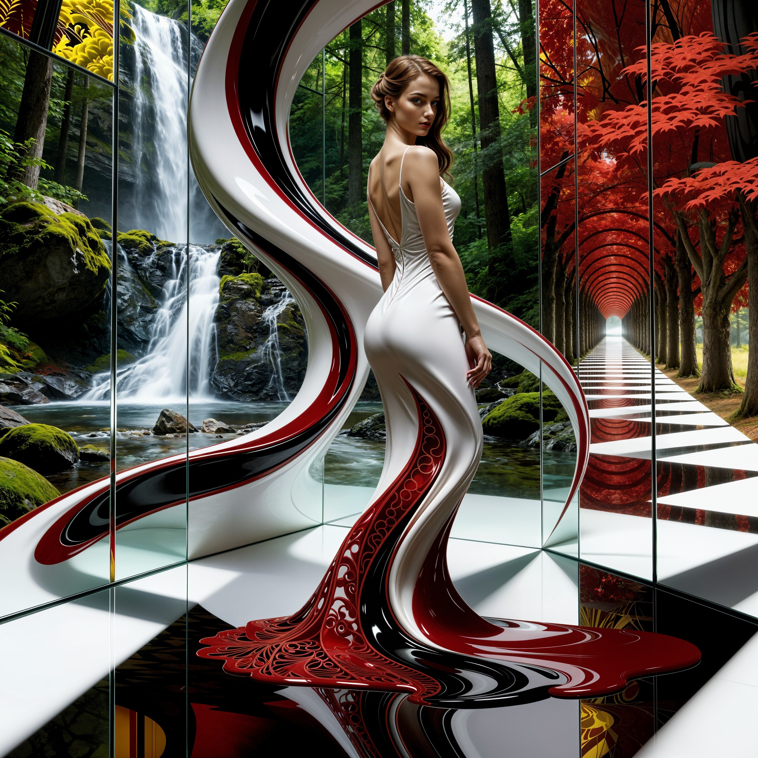 Hyperrealistic Portrait of Woman in White Dress