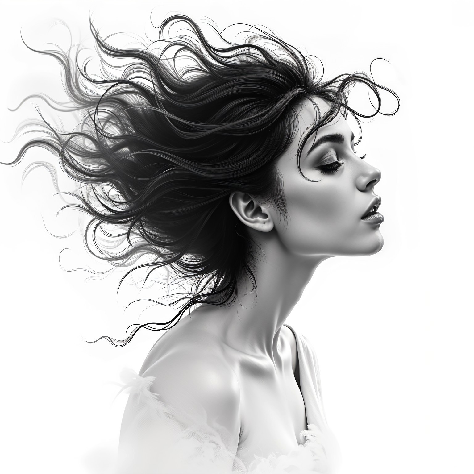 Monochromatic Portrait of a Woman in Profile
