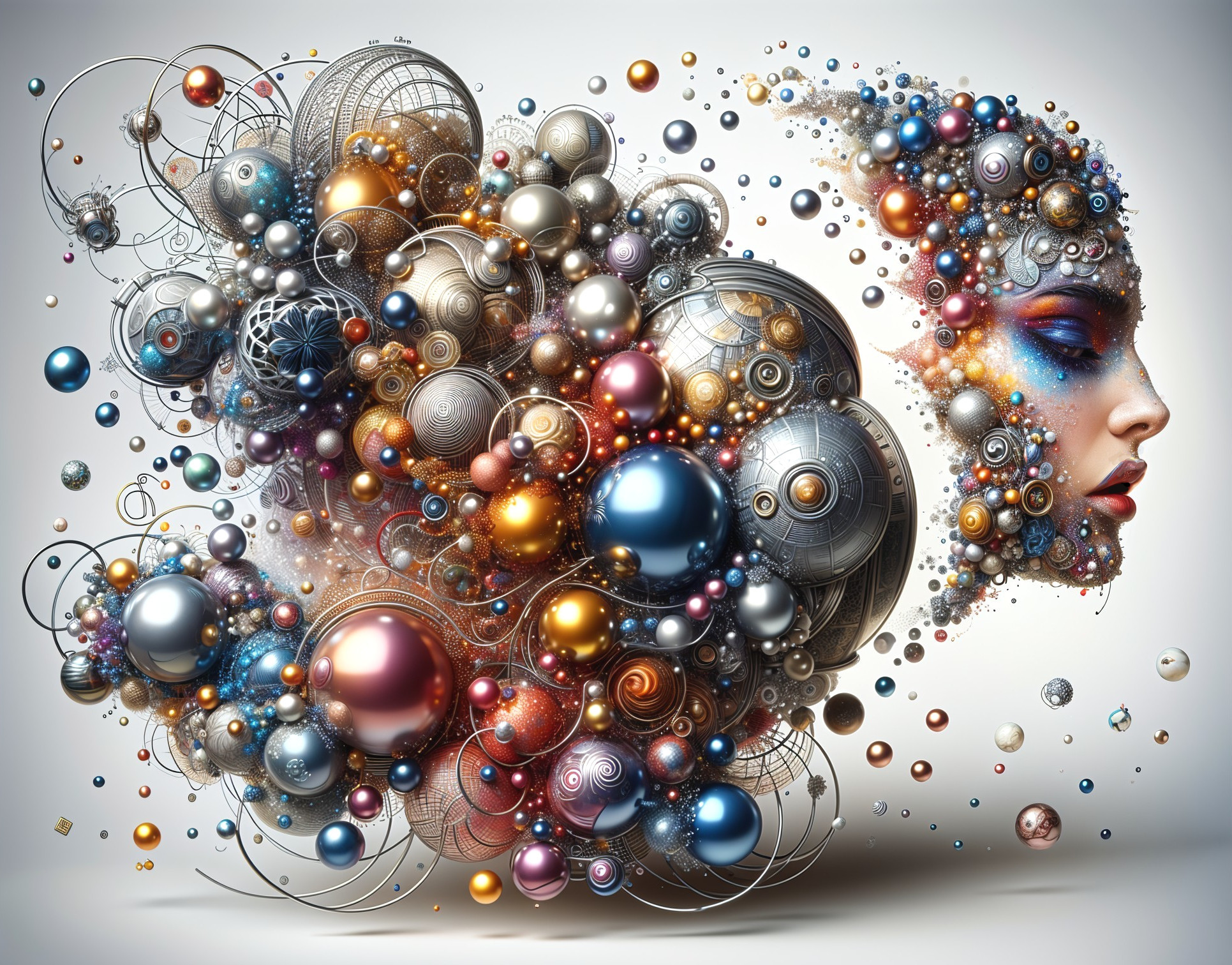 Abstract Composition with Vibrant Spheres and Shapes