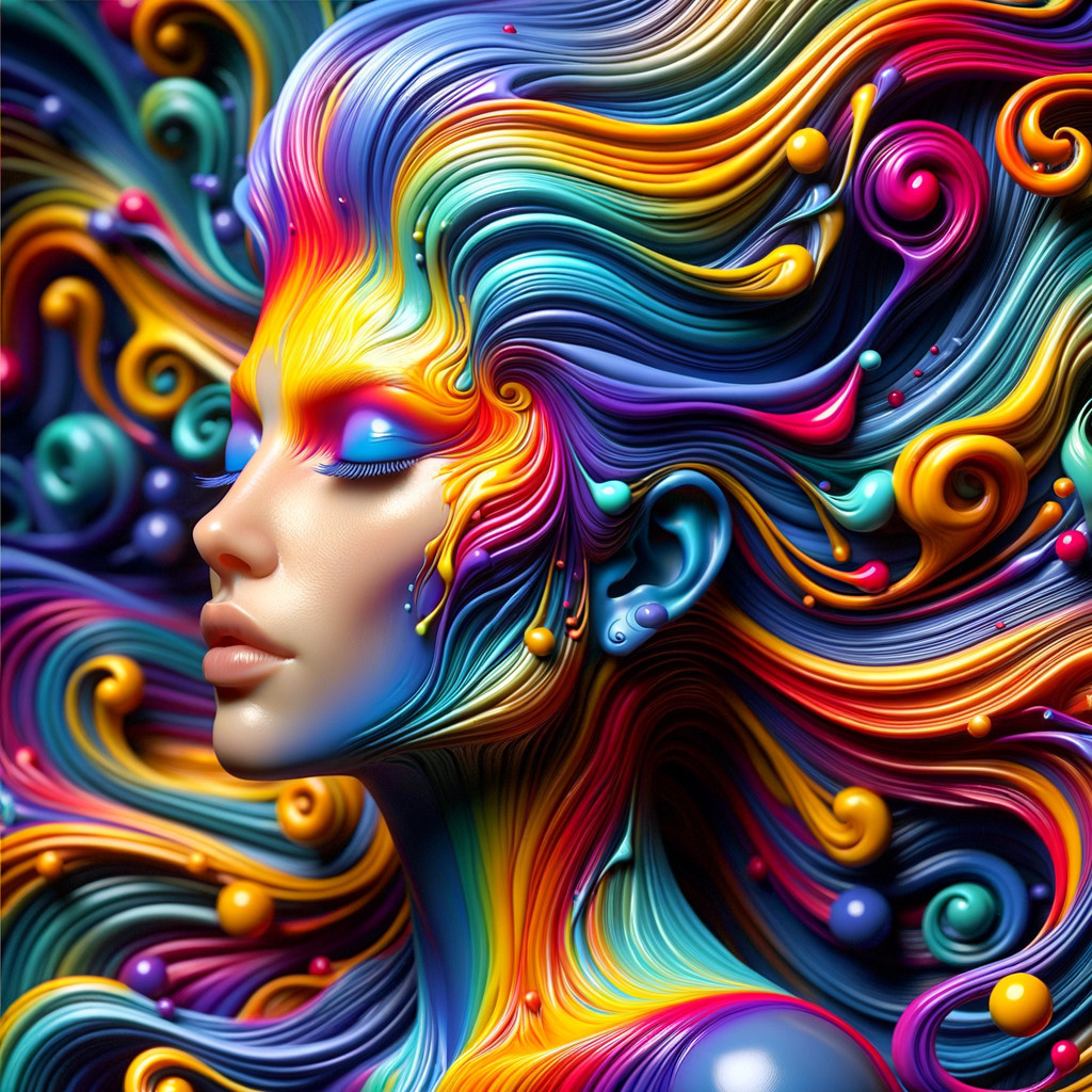 Surreal Digital Portrait of a Colorful Woman