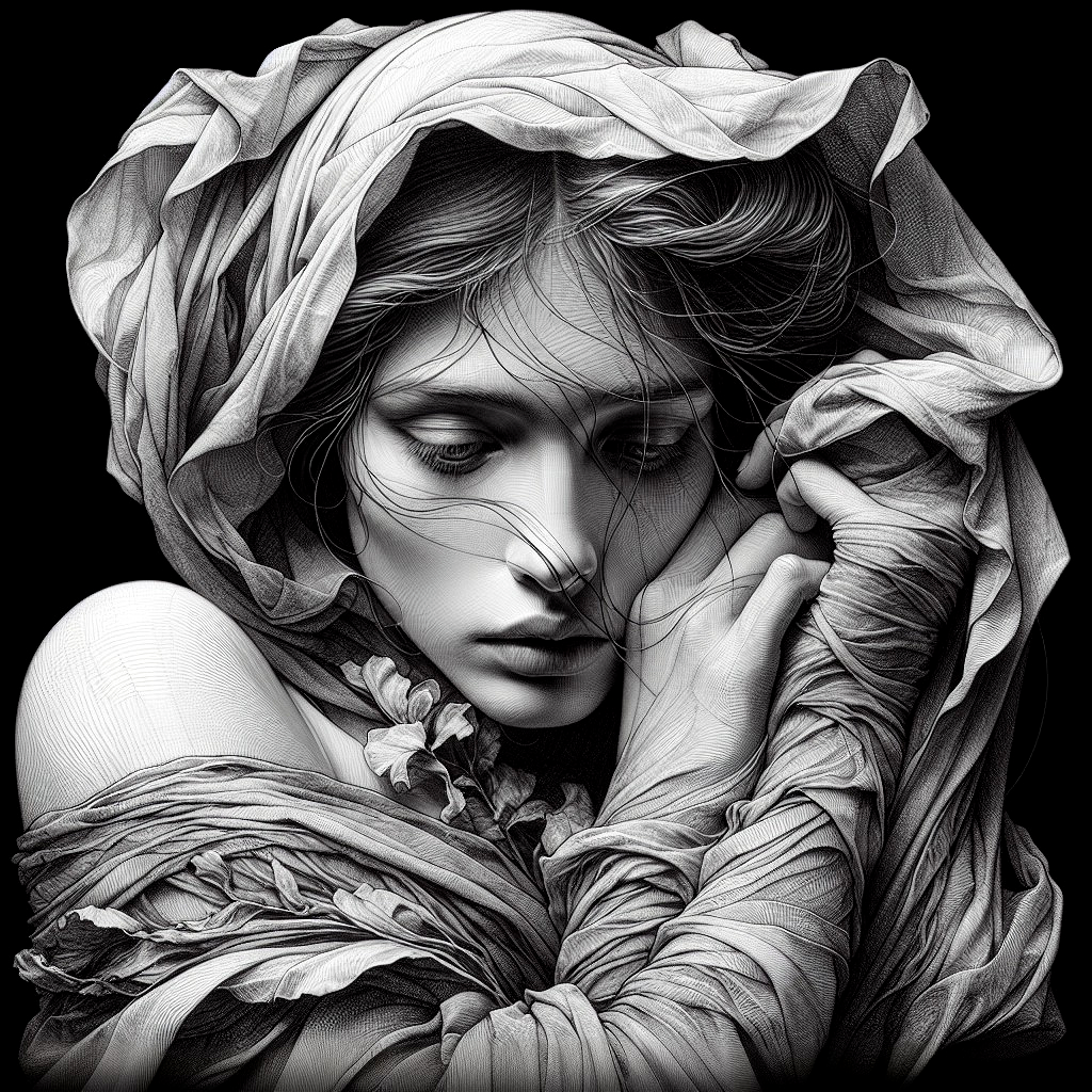 Monochromatic Portrait of a Contemplative Woman