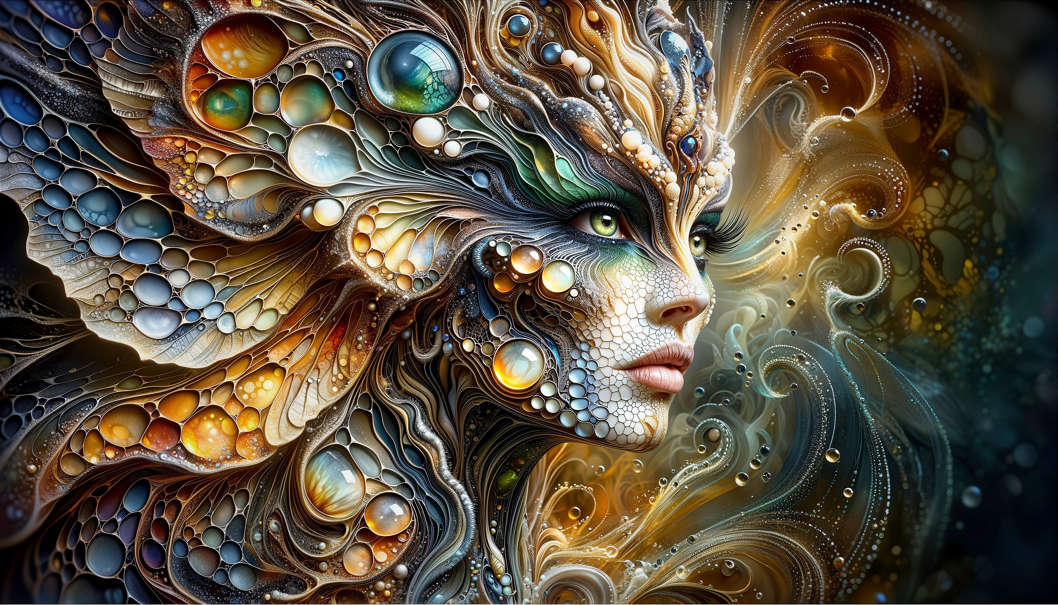 Abstract Portrait Blending Woman's Face with Nature