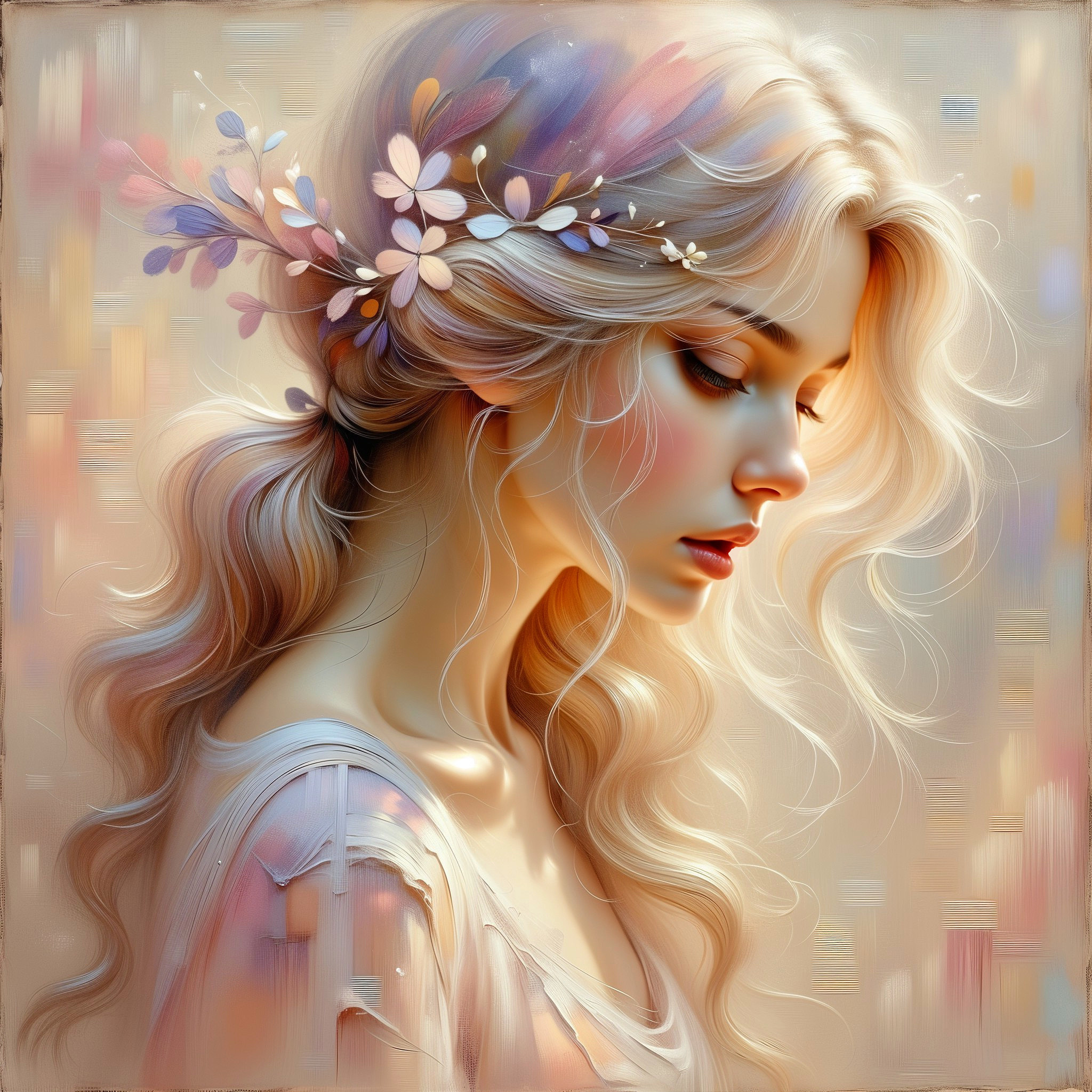 Serene Portrait of a Young Woman with Flowers