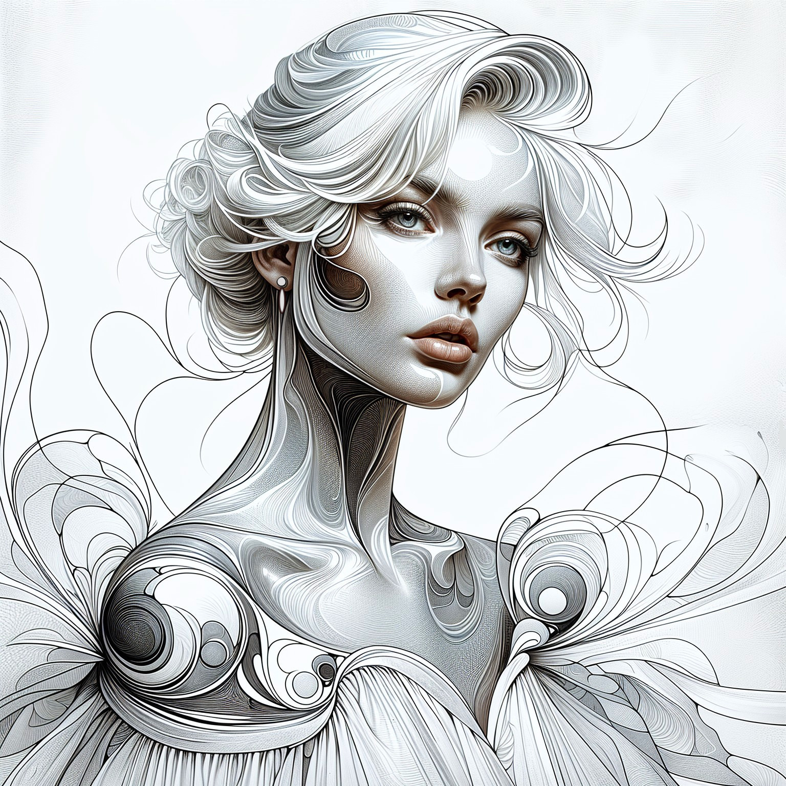 Stylized Portrait of a Woman with Elegant Design