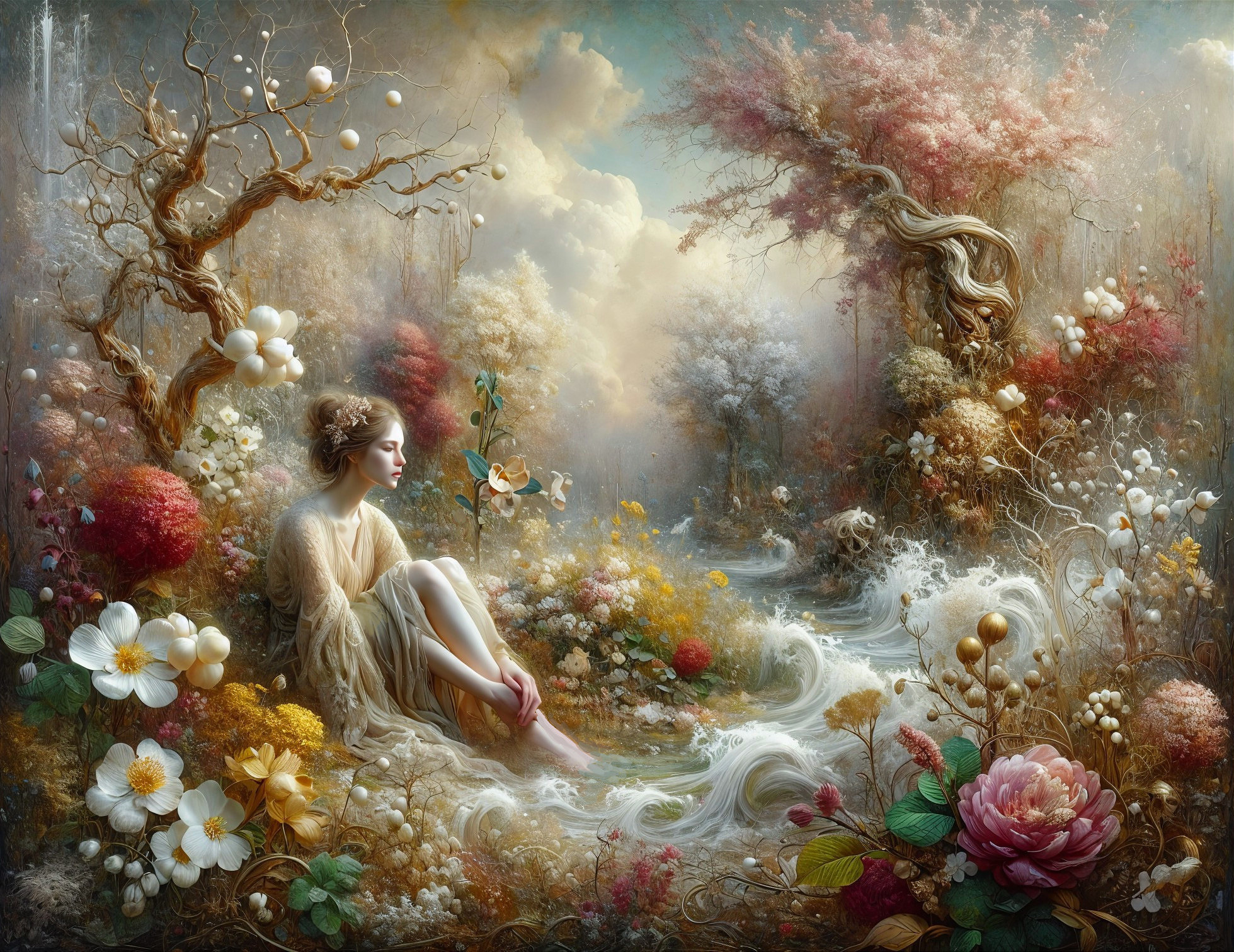 Serene Figure in a Magical Forest Glade