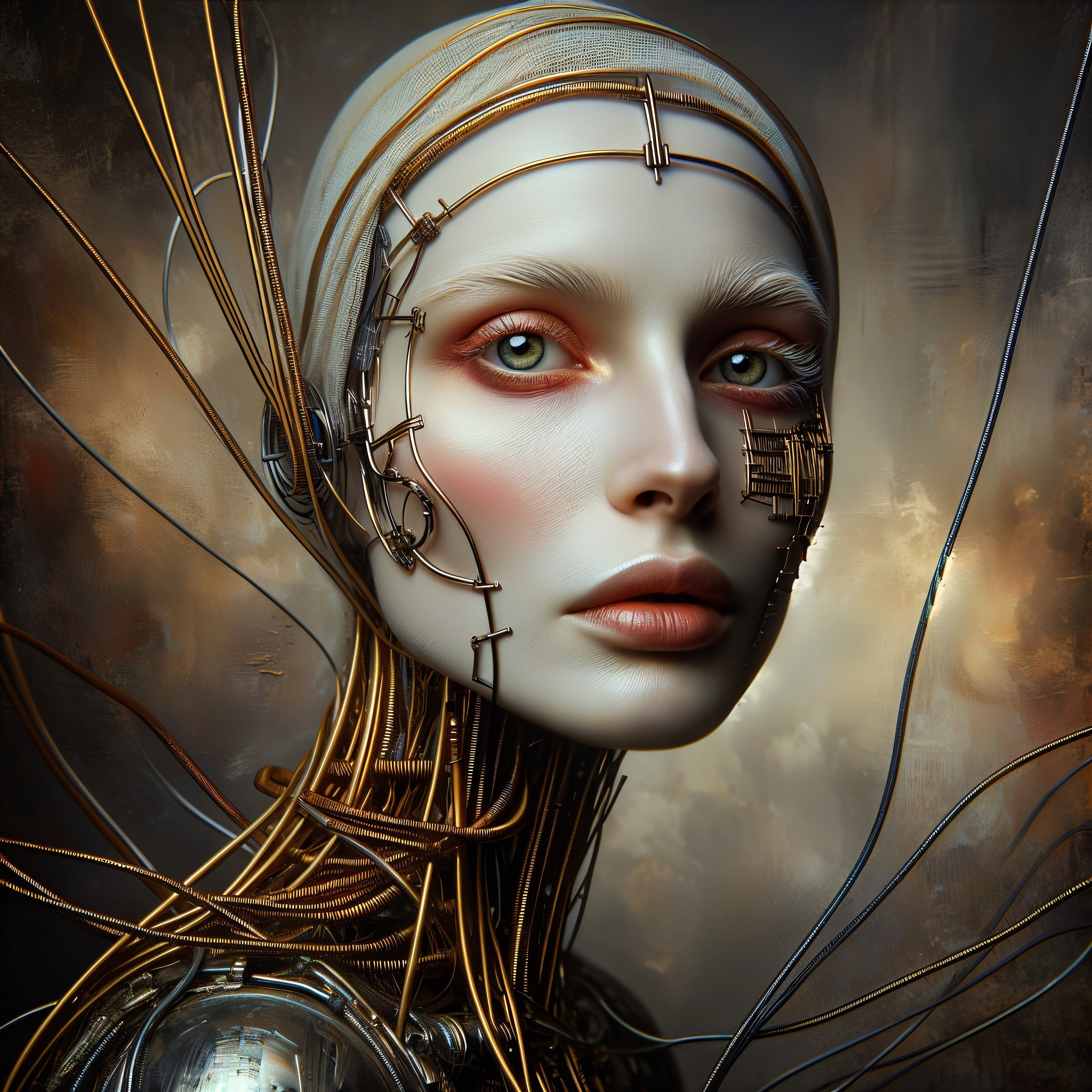 Futuristic Humanoid with Metallic Aesthetic and Features