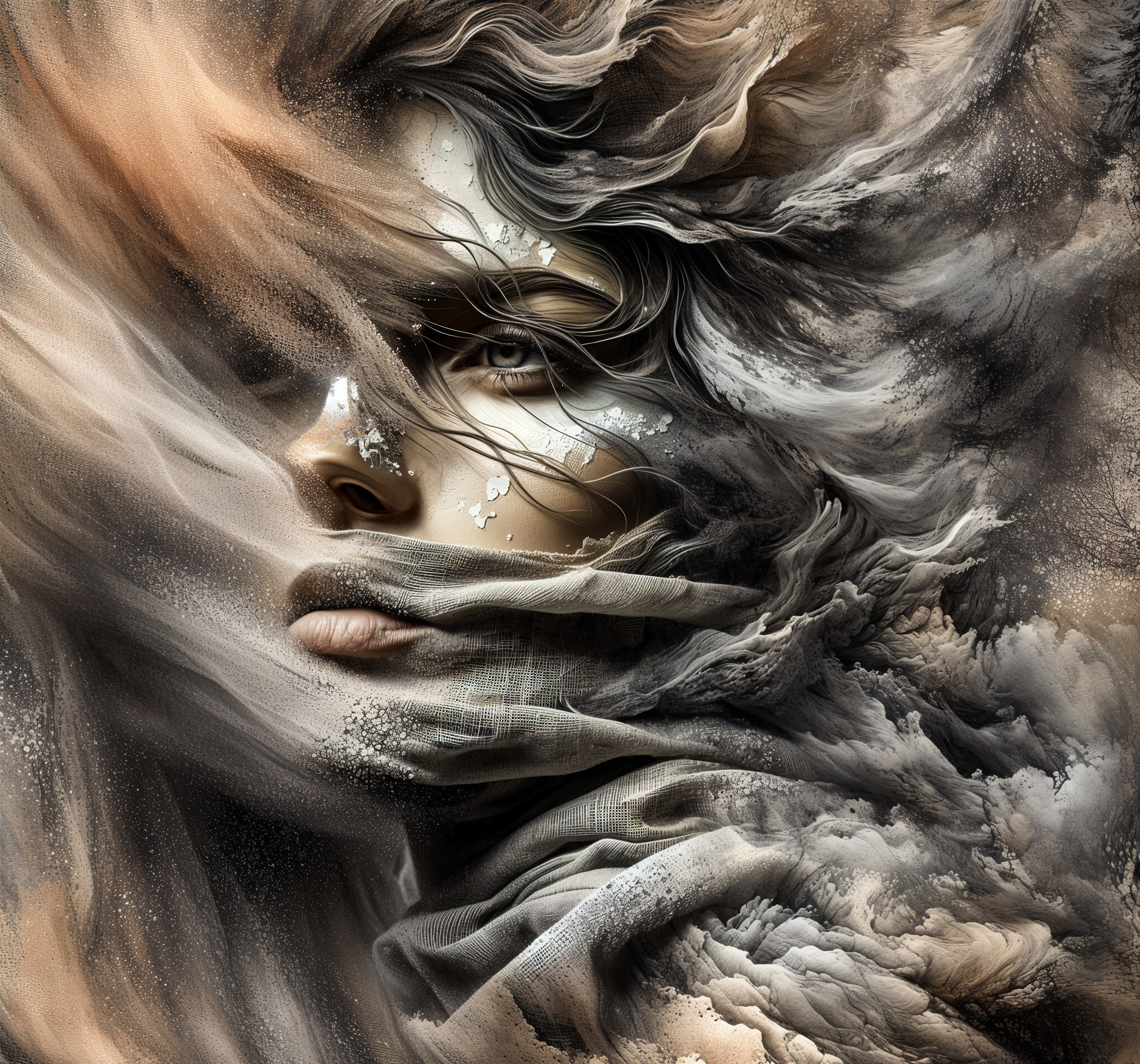 Surreal Portrait of a Woman with Obscured Face