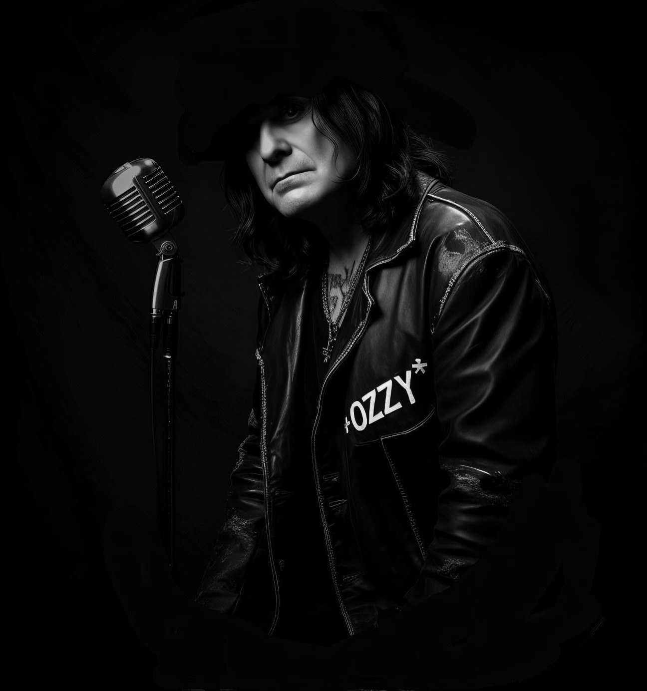 Black and White Portrait of a Rock Musician