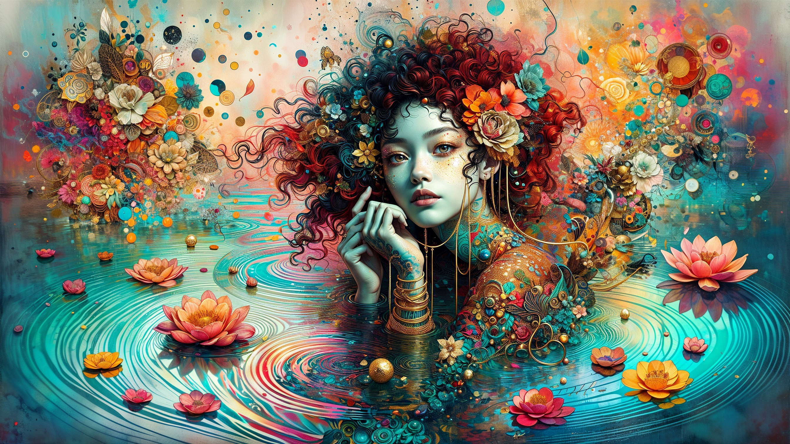 Portrait of a Young Woman in a Dreamlike Water Scene
