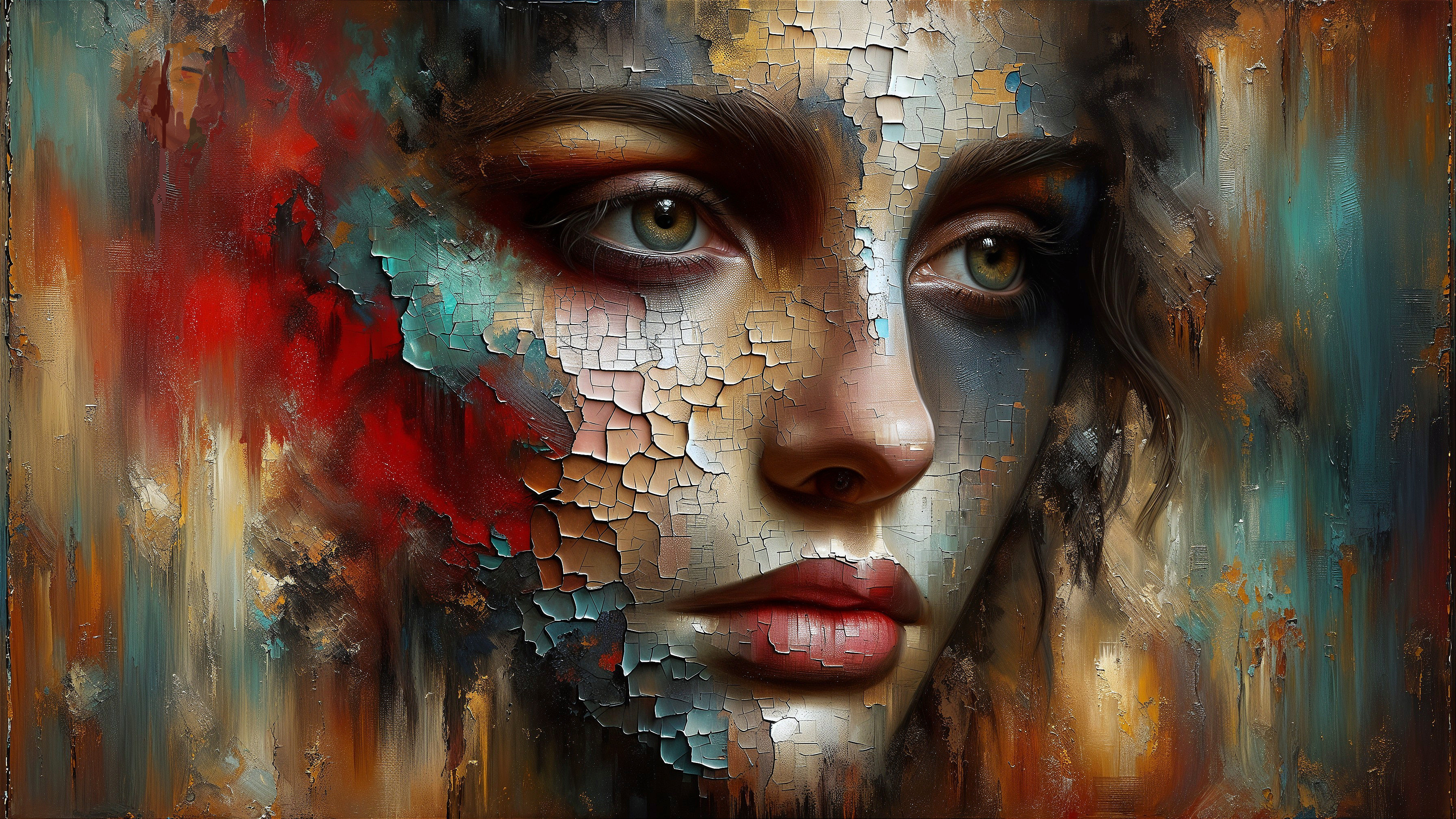 Stylized Fragmented Face with Rich Color Depth
