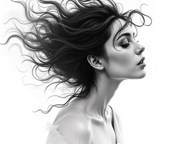 Monochromatic Portrait of a Woman in Profile