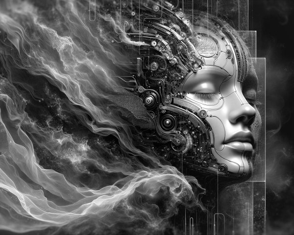 Futuristic Face Merging with Mechanical Elements