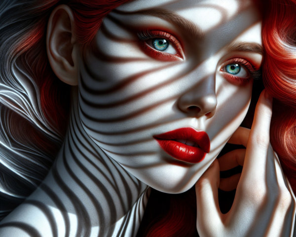 Portrait of a Woman with Red Hair and Green Eyes