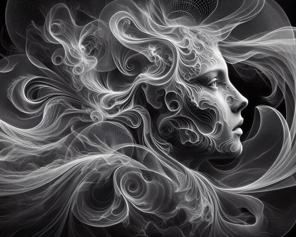 Ethereal Face with Intricate Swirling Patterns
