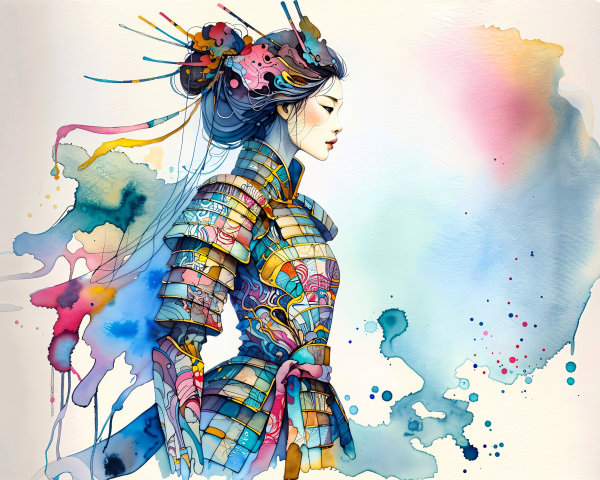 Intricate Armor Design with Vibrant Colors and Patterns