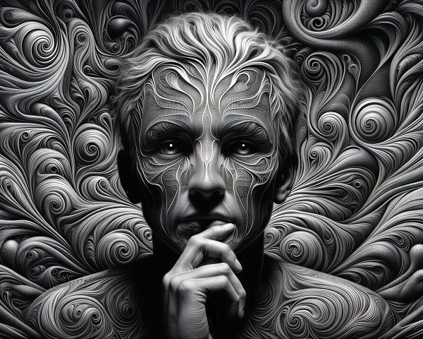 Intricate Patterns on Figure and Background in Monochrome