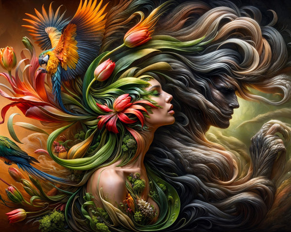 Artwork Depicting Nature and Humanity Connection