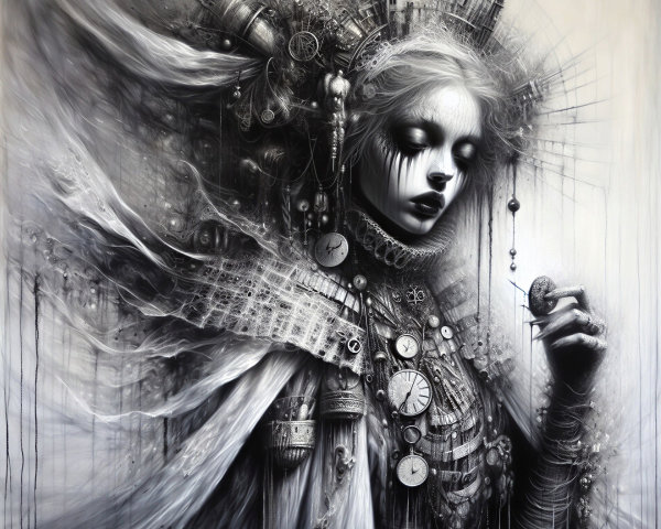 Steampunk Fantasy Figure with Ethereal Fabrics