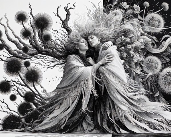 Intertwined Figures in Organic Forms and Textures