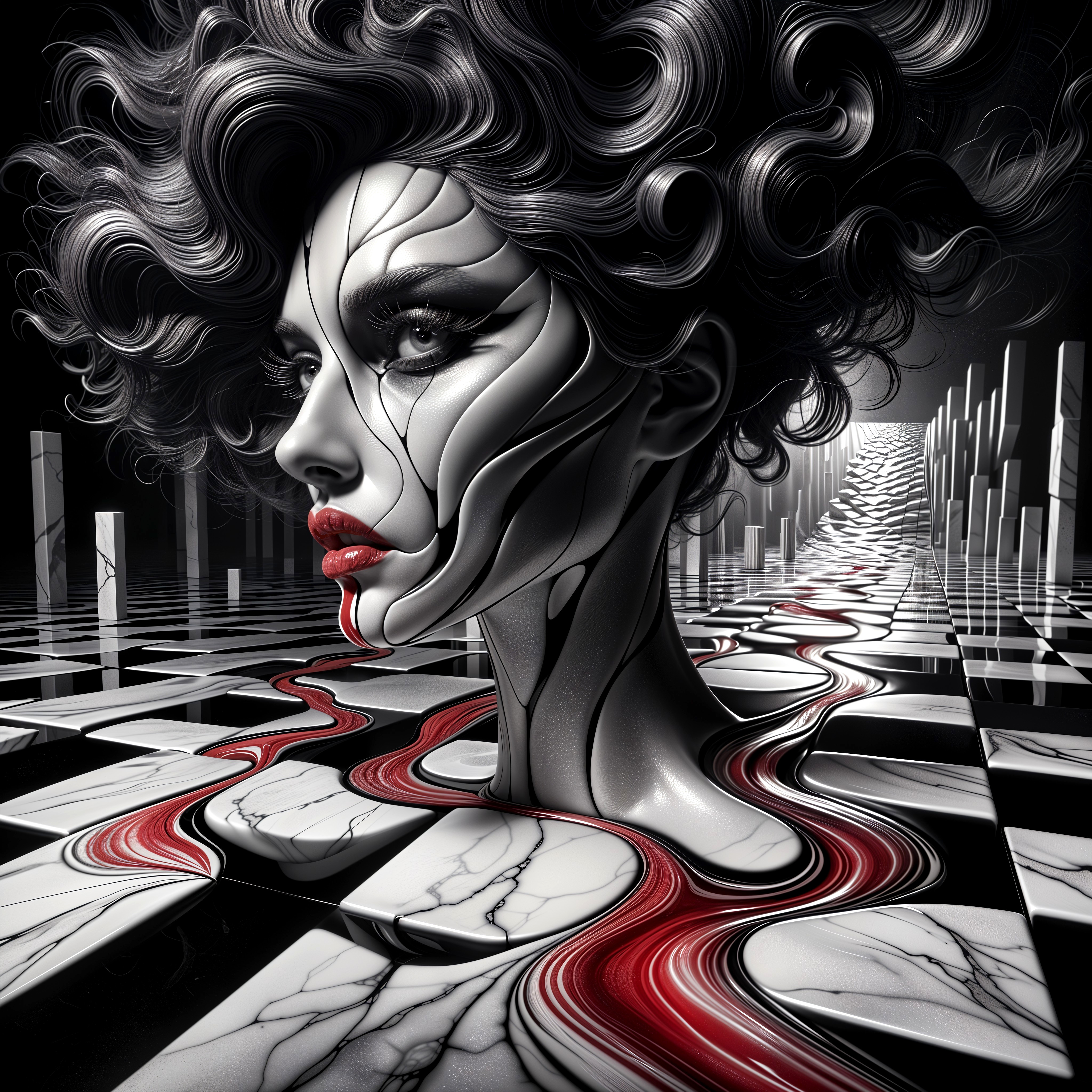 Surreal Portrait of a Woman with Abstract Elements