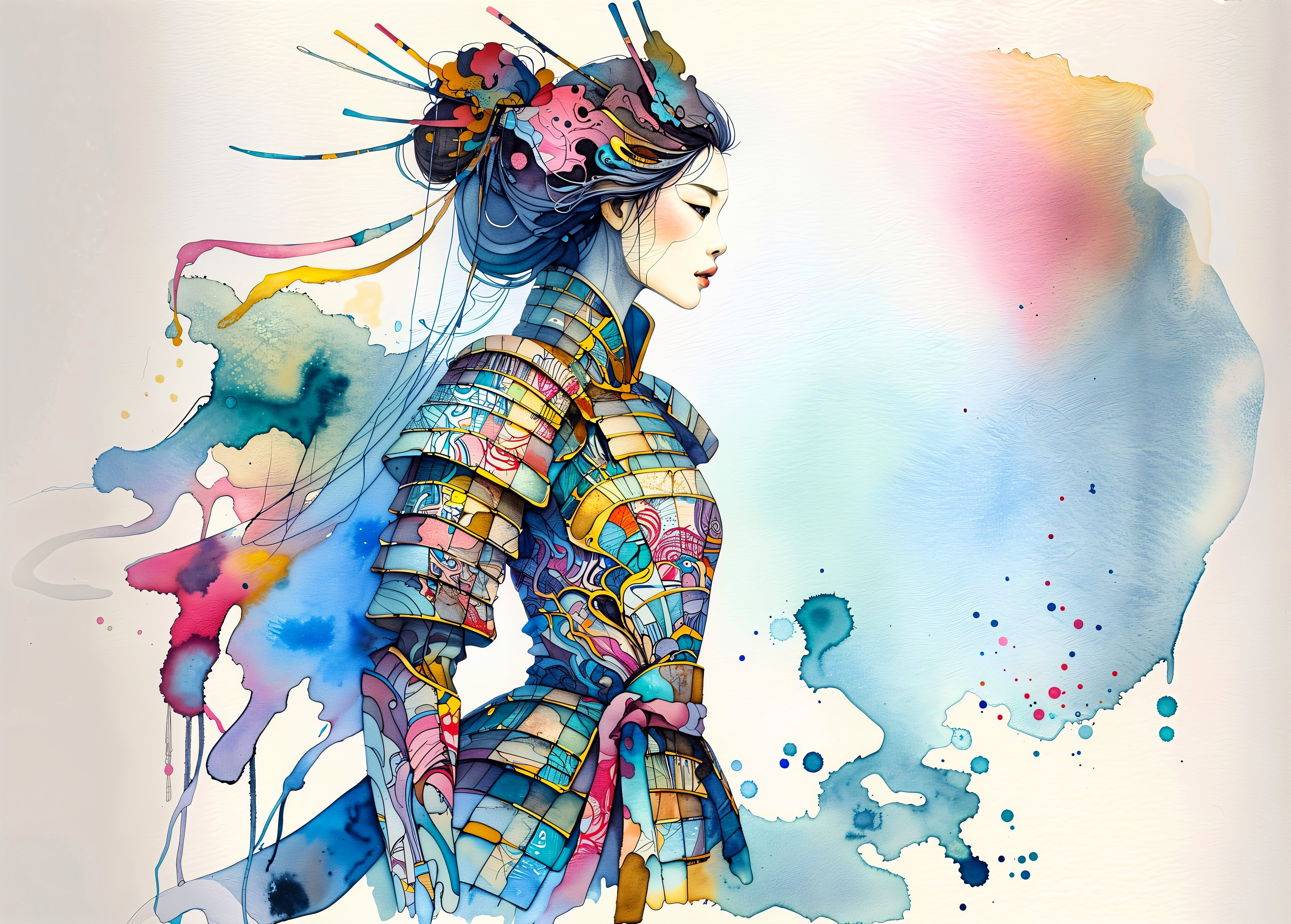 Intricate Armor Design with Vibrant Colors and Patterns