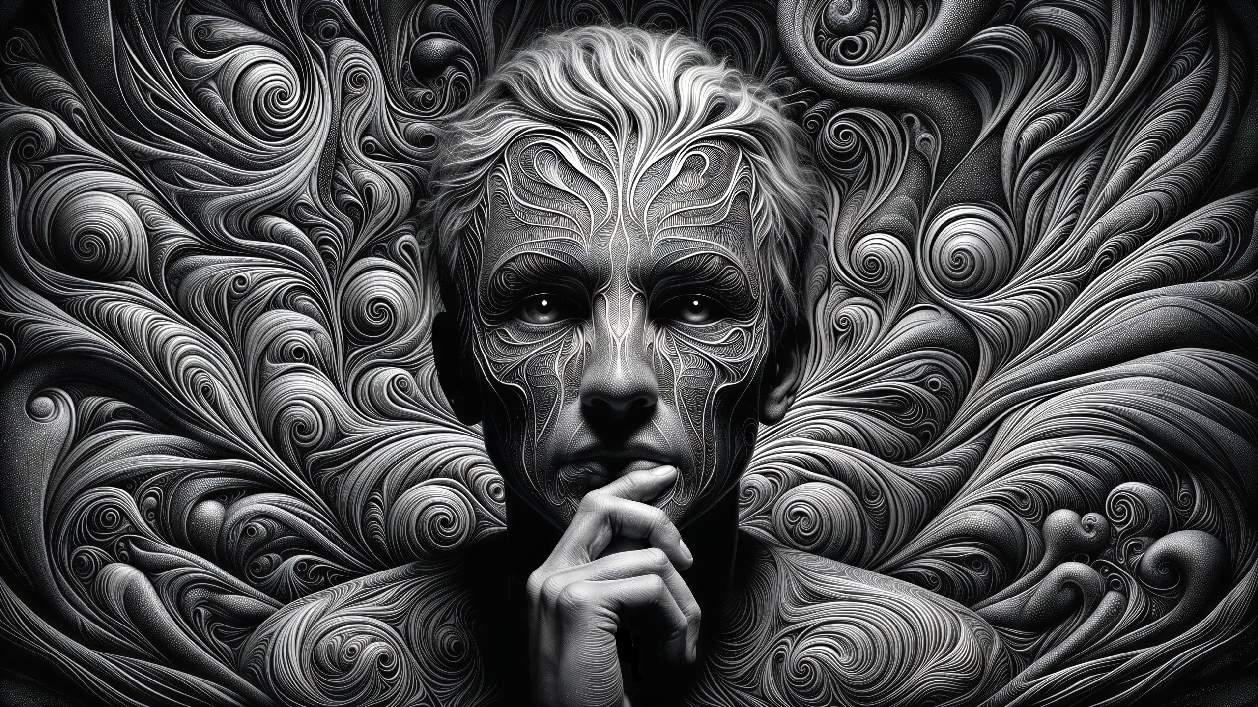 Intricate Patterns on Figure and Background in Monochrome