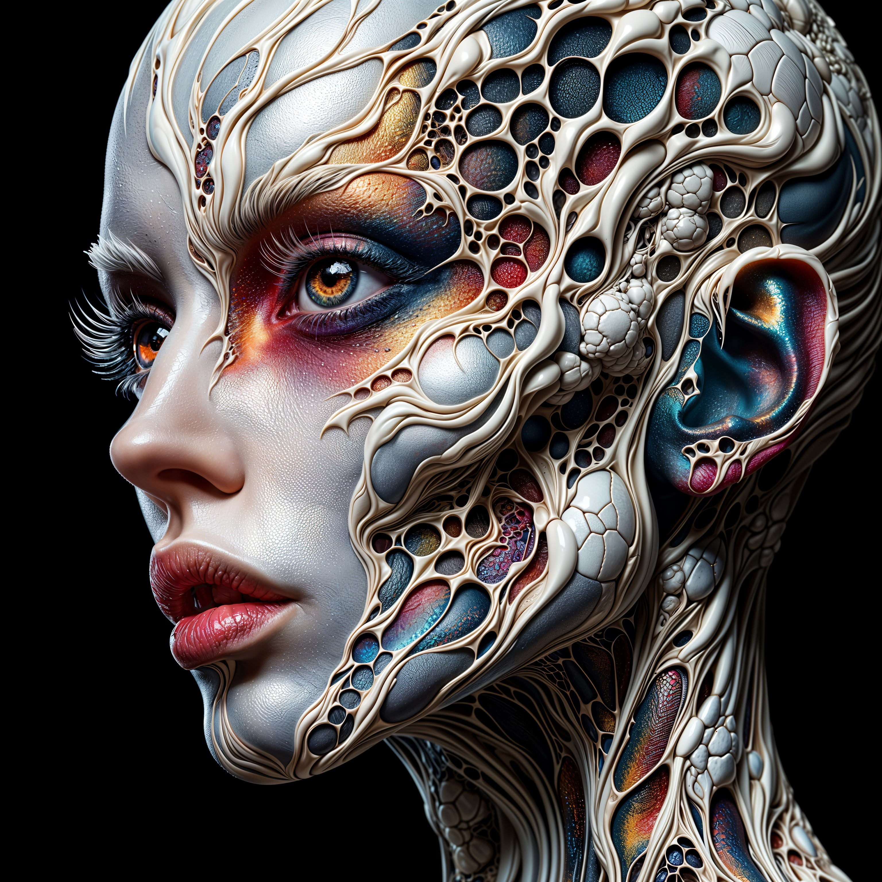 Surreal Face Design with Organic and Futuristic Elements