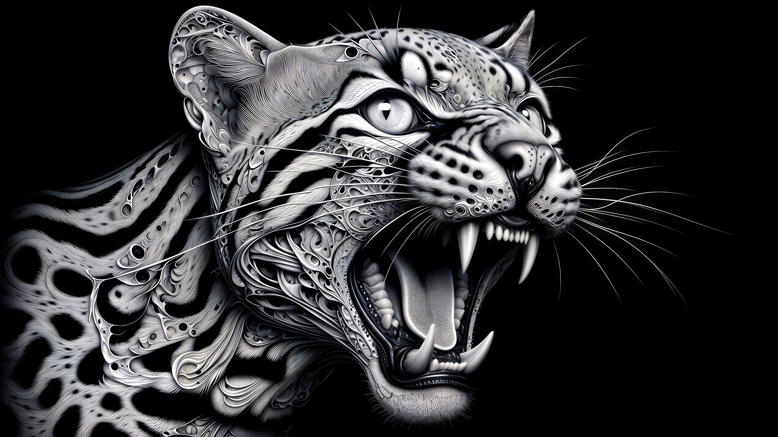 Artistic Representation of a Leopard's Head in Detail