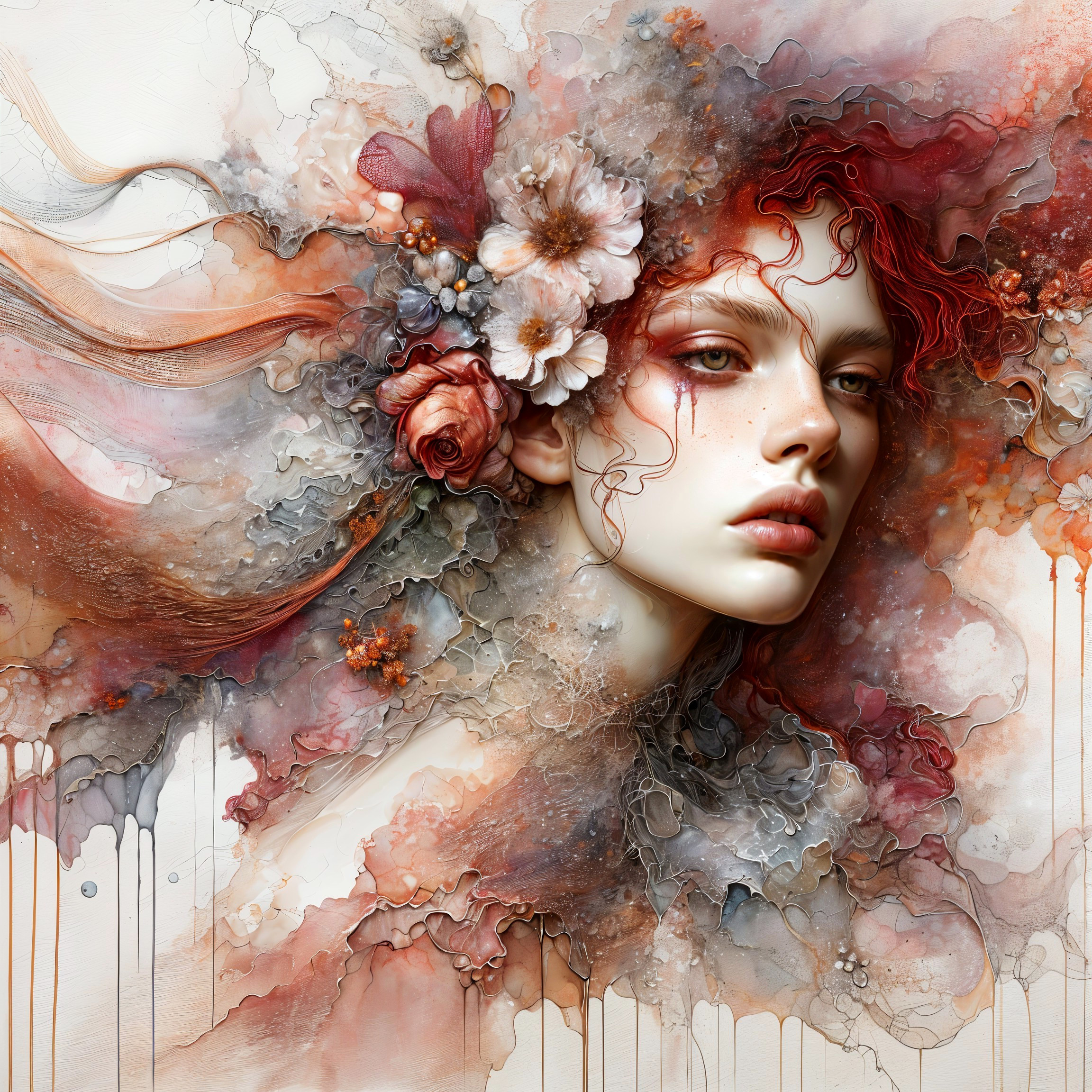 Ethereal Portrait of a Young Woman with Red Hair
