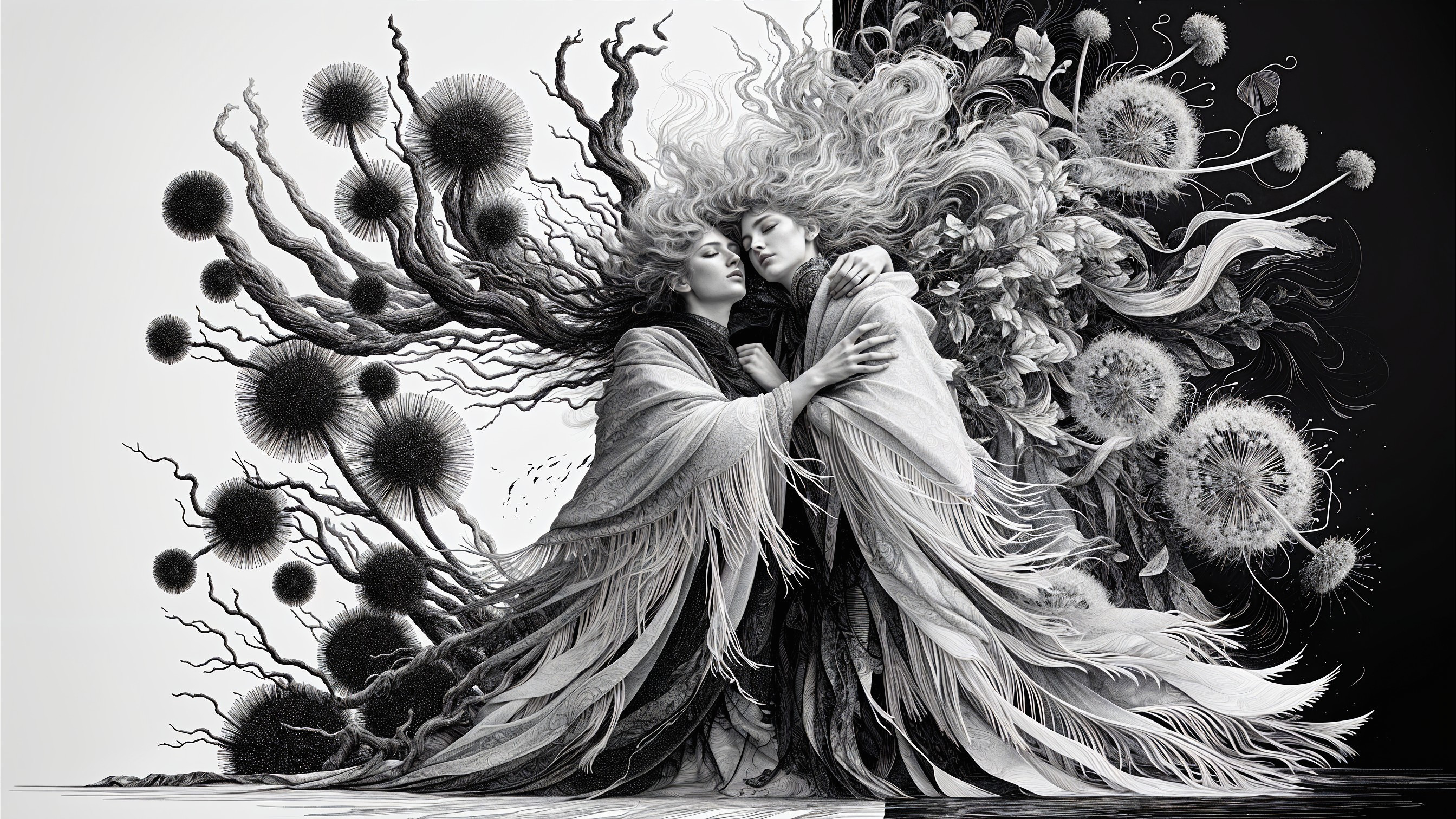 Intertwined Figures in Organic Forms and Textures