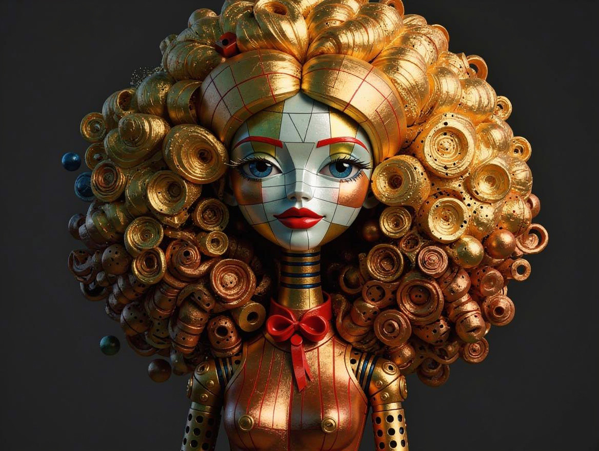 Intricate Golden Mannequin Doll with Metallic Features