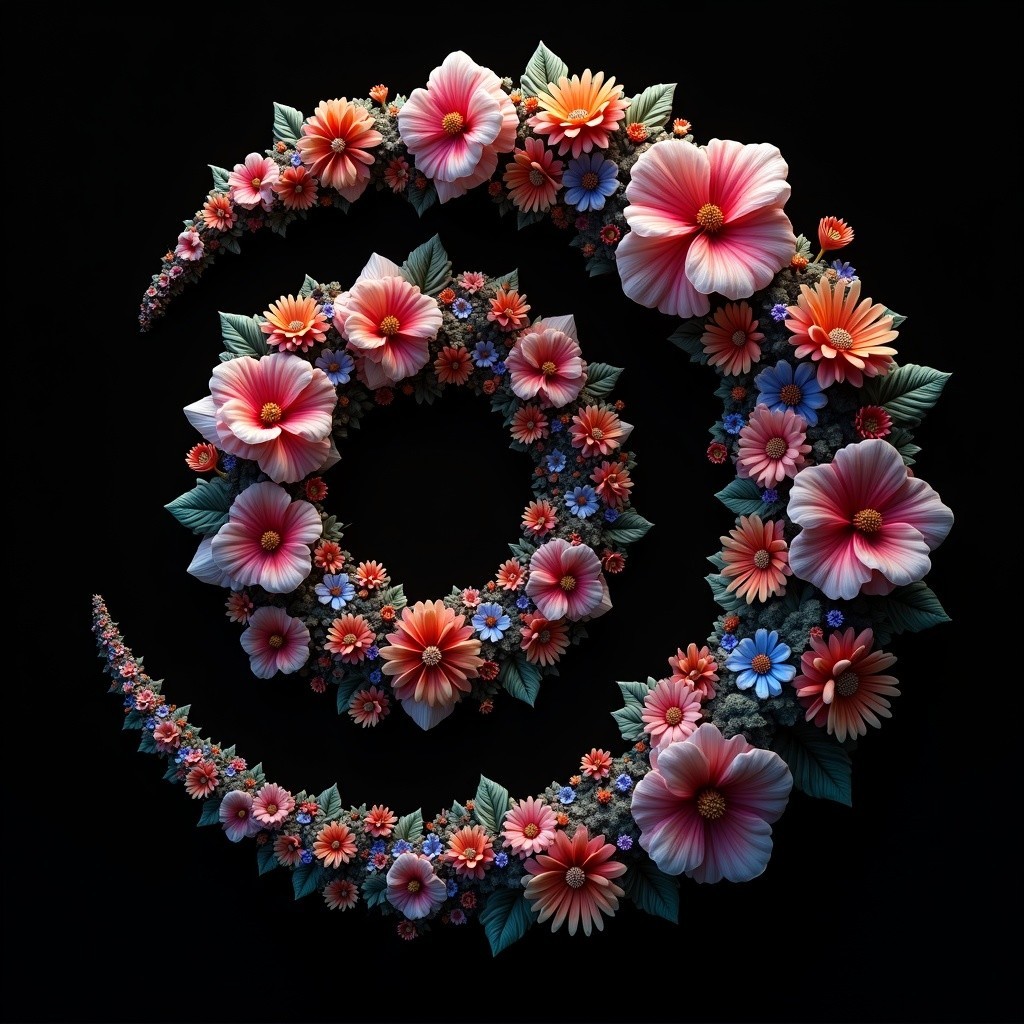 Vibrant Floral Arrangement on Black Background