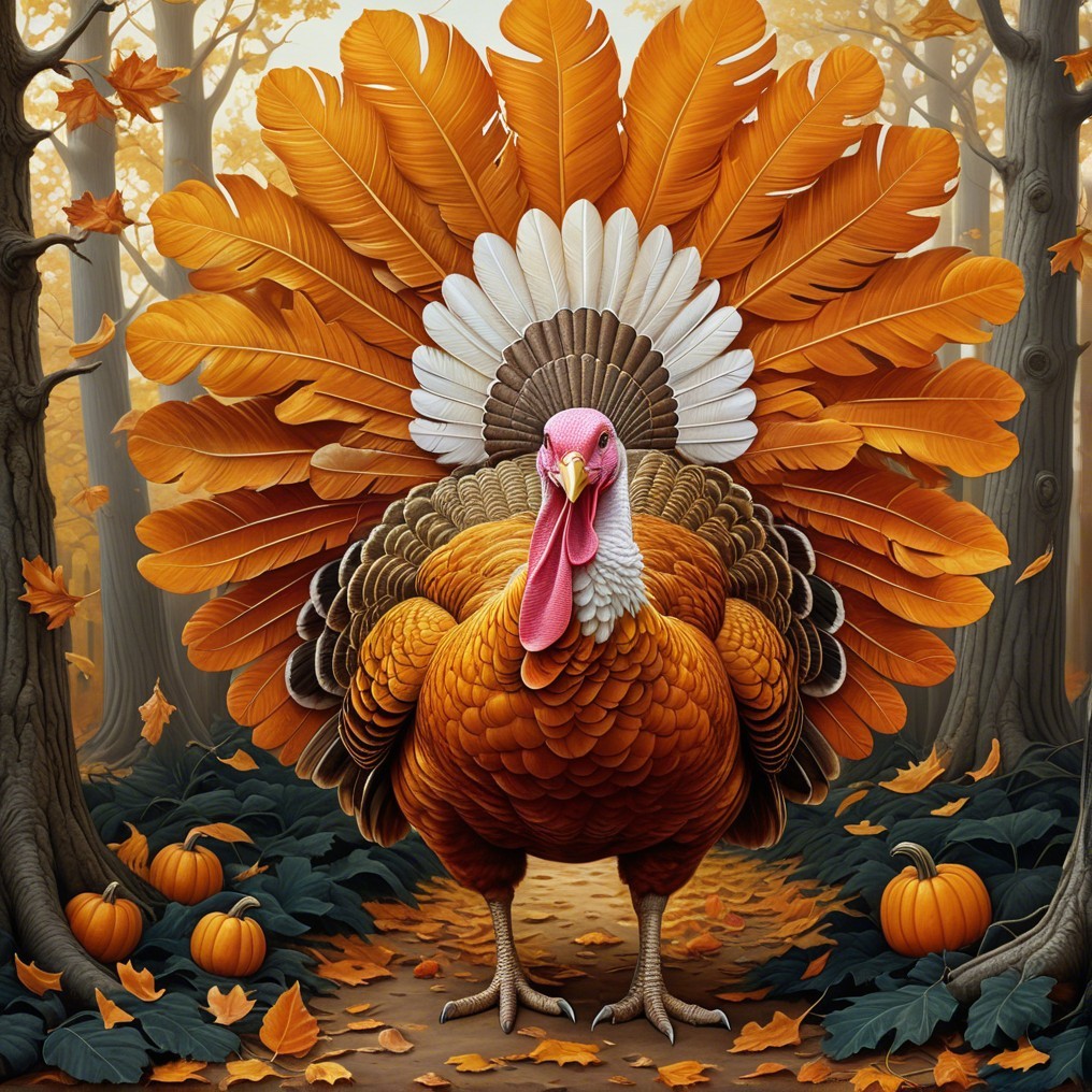 Majestic Turkey in Vibrant Autumn Forest Setting
