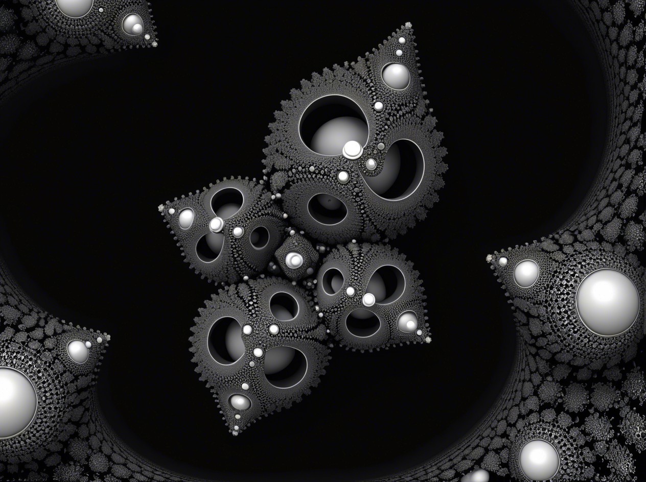 Black-and-White 3D Fractal Art with Organic Shapes