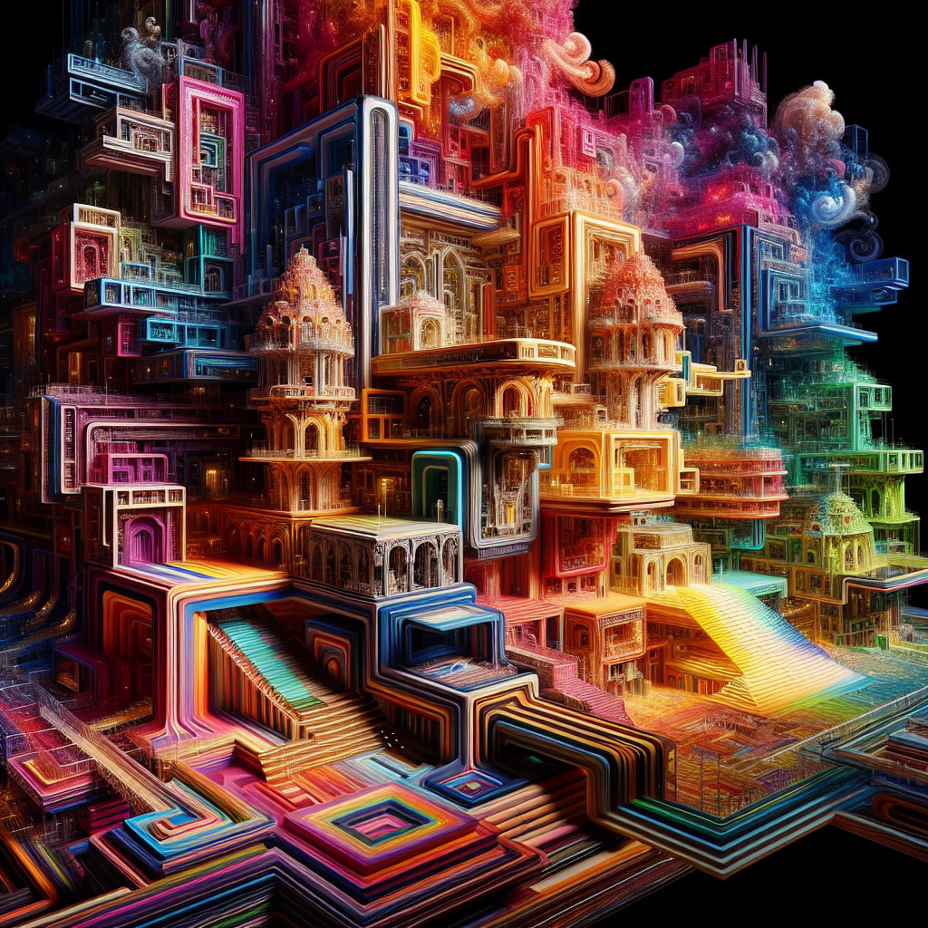 Vibrant Geometric Structure in Dreamlike Atmosphere