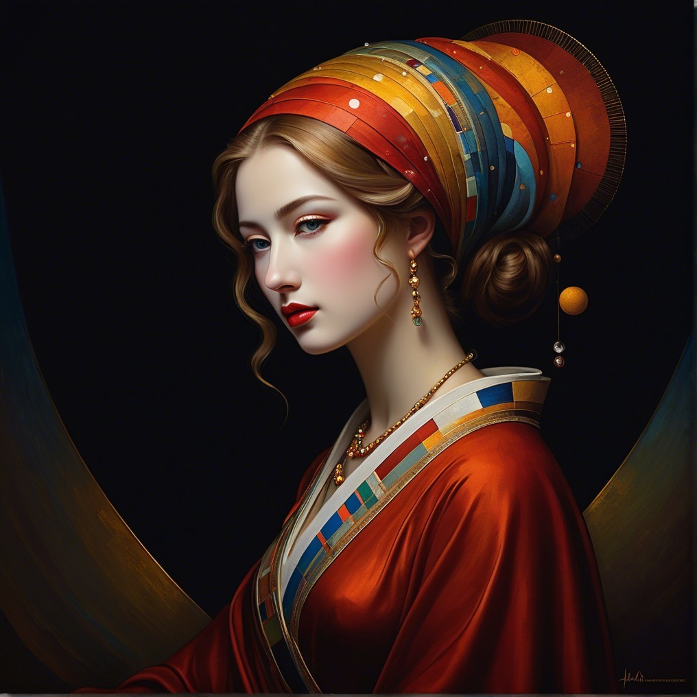 Profile of a Young Woman with Colorful Headscarf