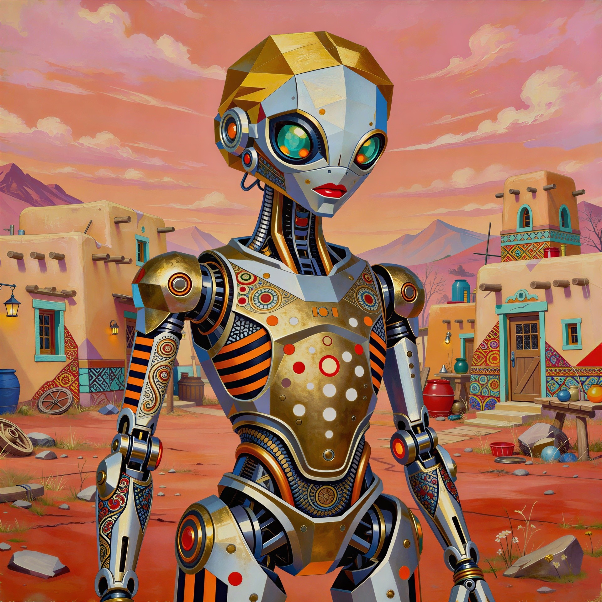 Sophisticated Bipedal Robot in Deserted Townscape