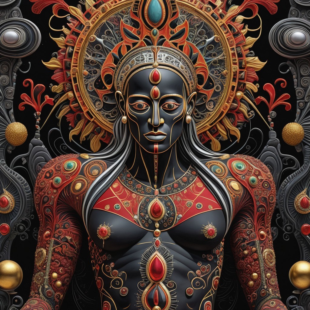 Striking Figure with Intricate Designs and Colors
