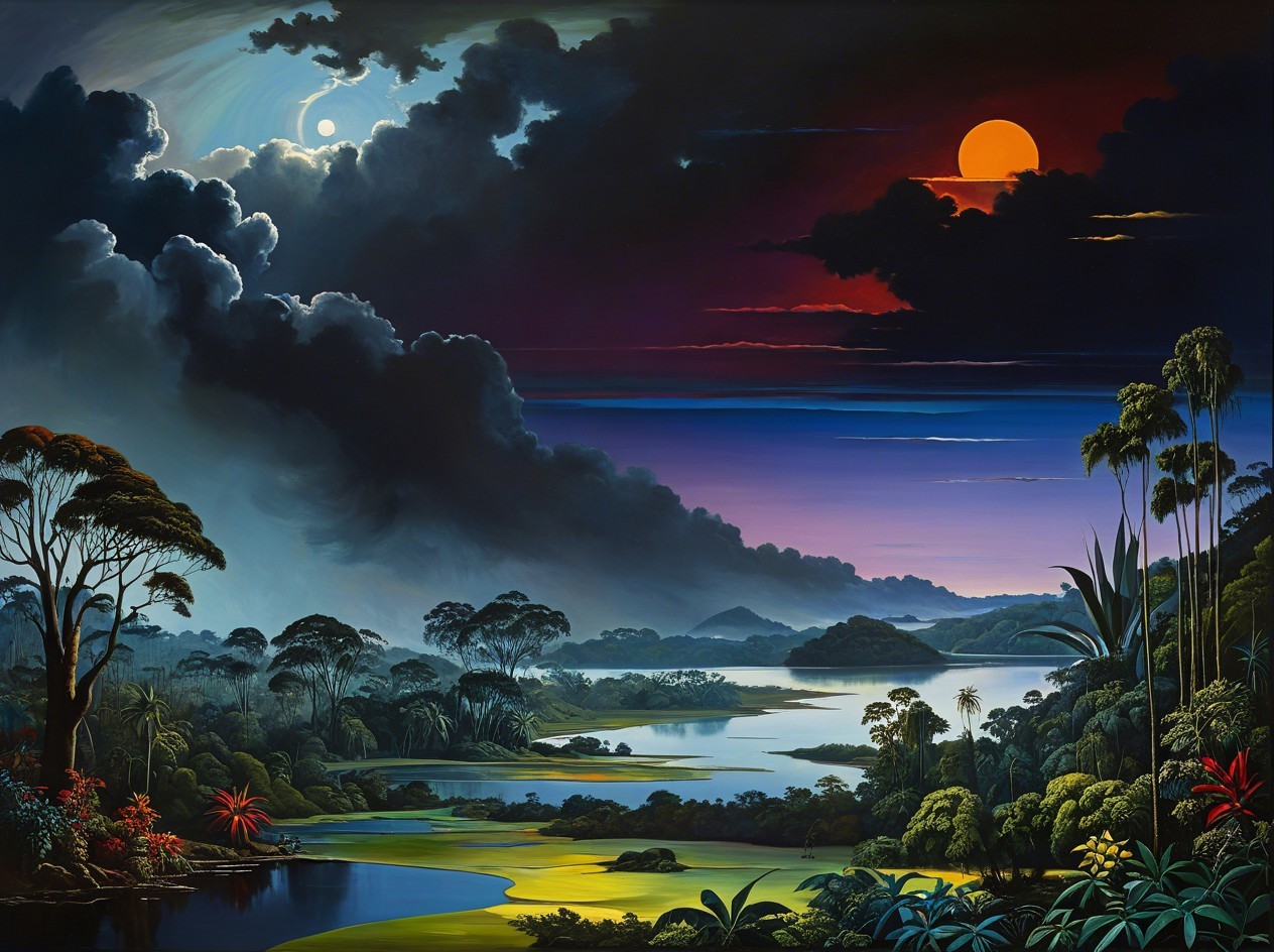 Hyperrealistic Alien Landscape at Dusk and Dawn