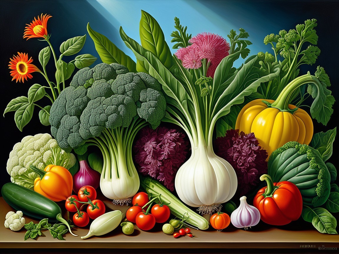 Vibrant Fresh Vegetables in Artistic Arrangement