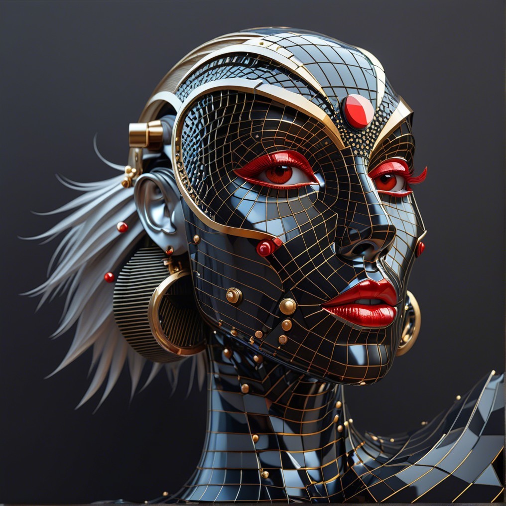Futuristic Robotic Female Face with Metallic Details