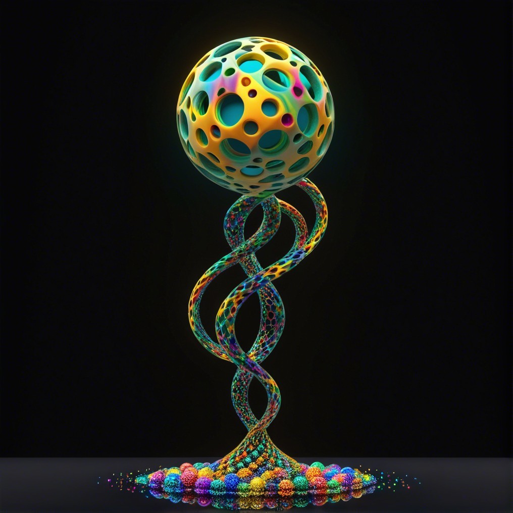 Vibrant Abstract Helix with Colorful Spheres and Energy