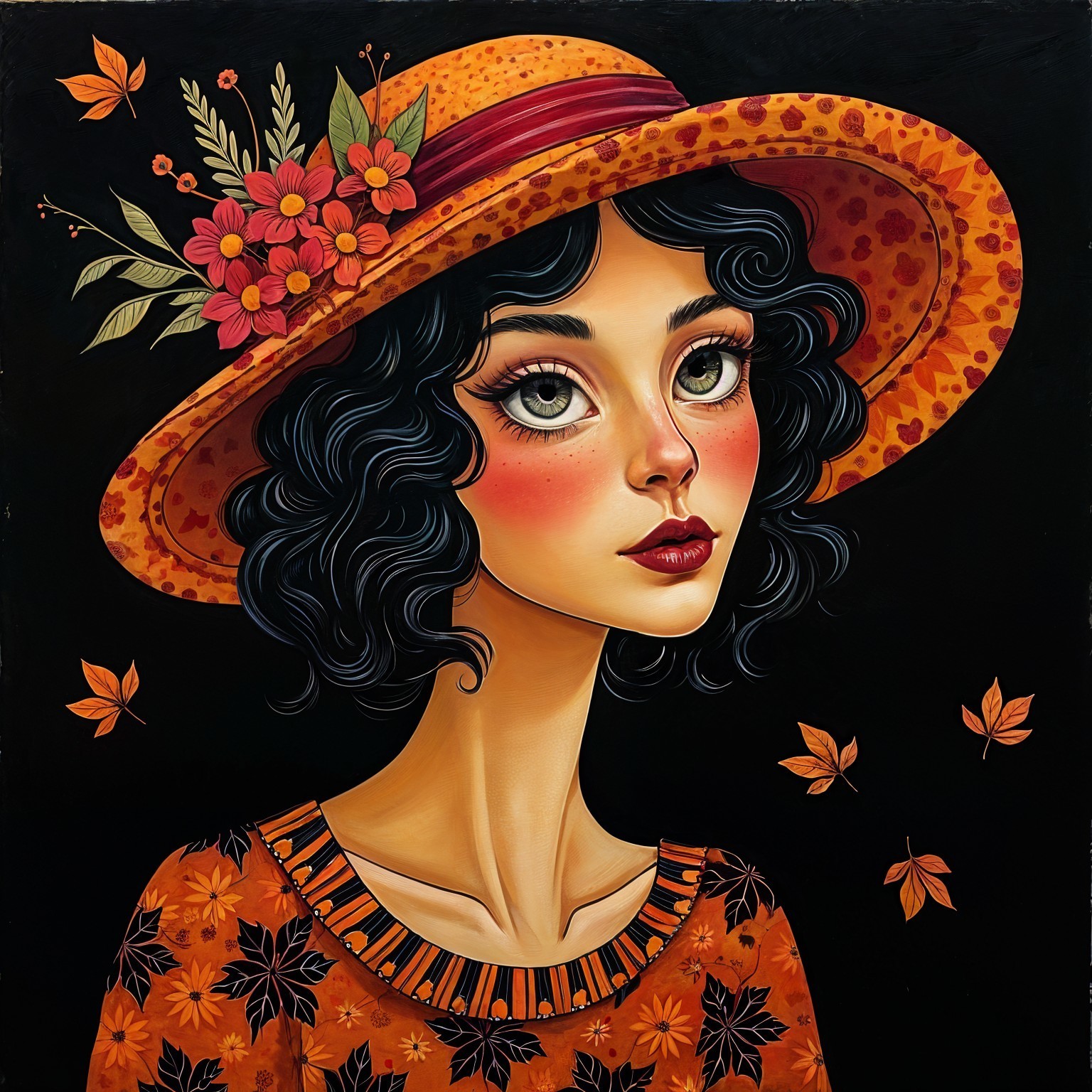 Stylized Portrait of Girl in Autumn Attire