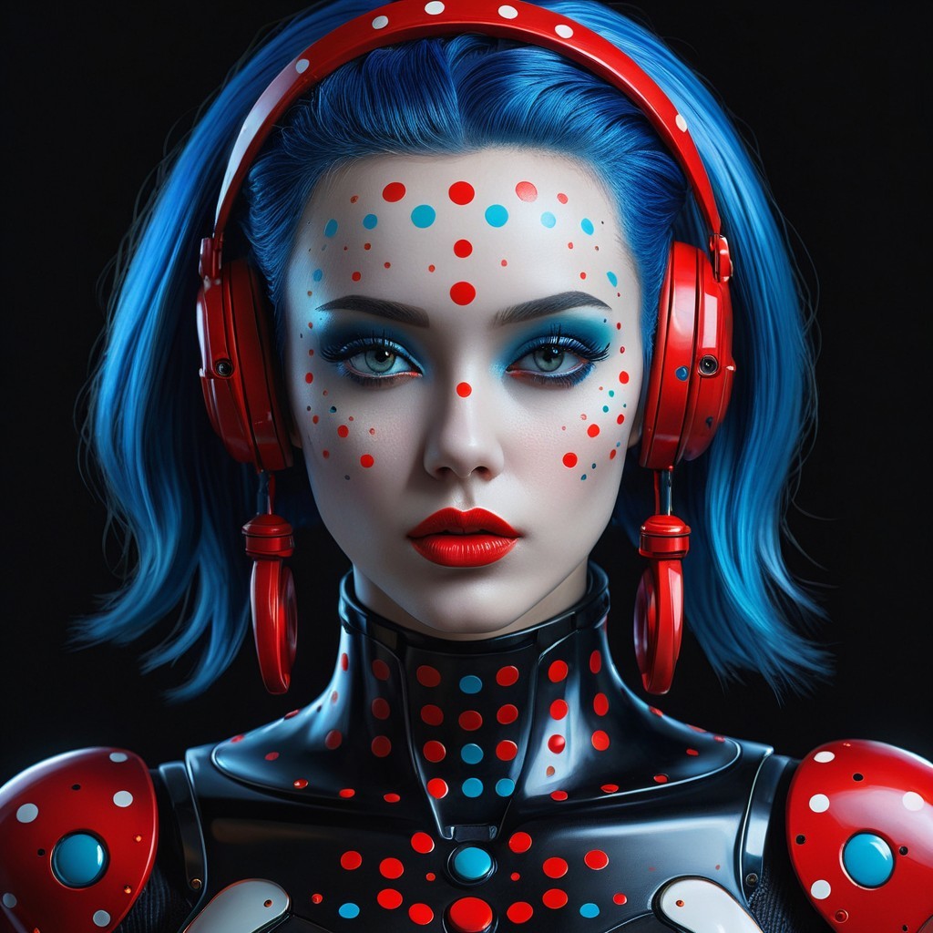 Futuristic Female Robot Portrait with Colorful Details