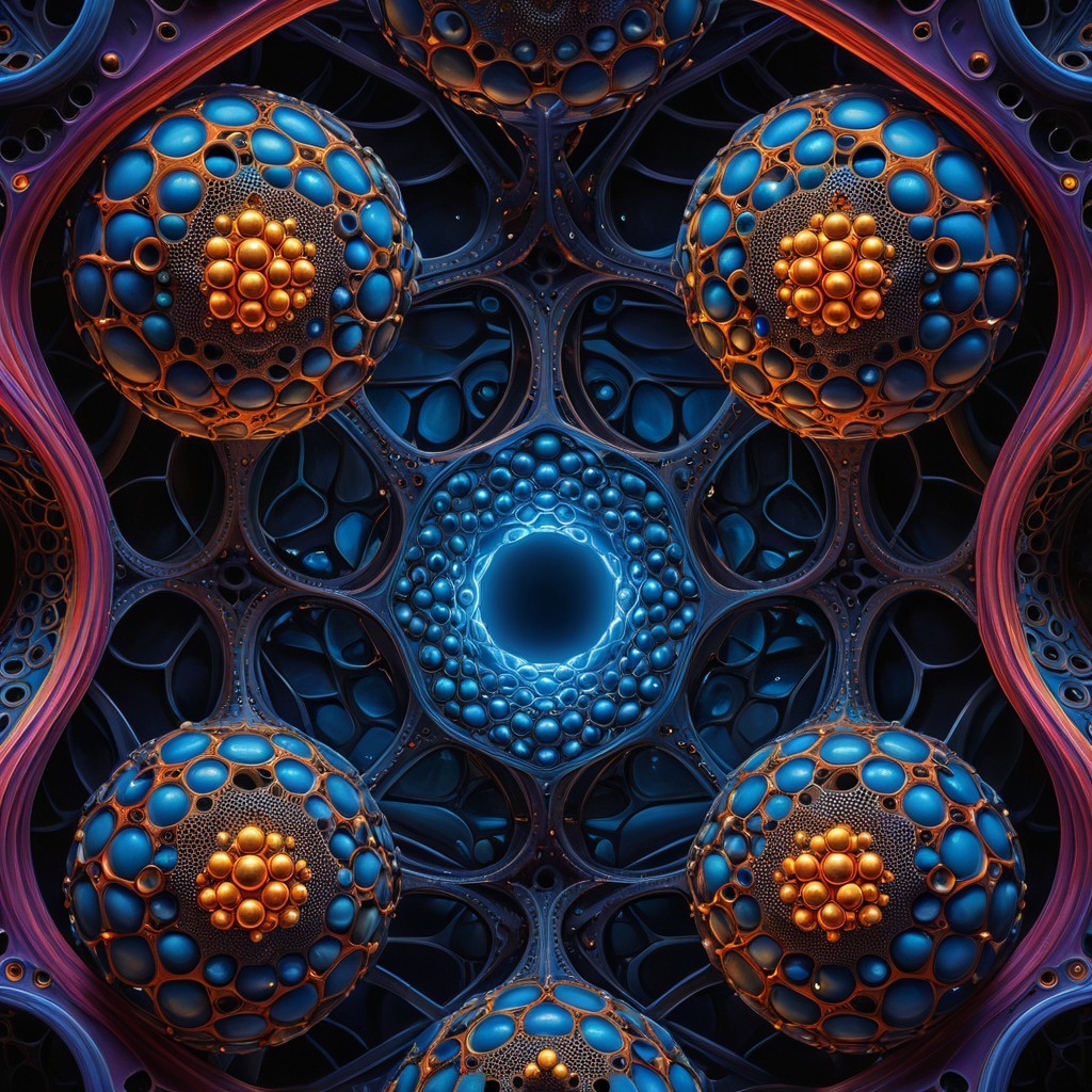 Abstract Design of Interconnected Glowing Spheres