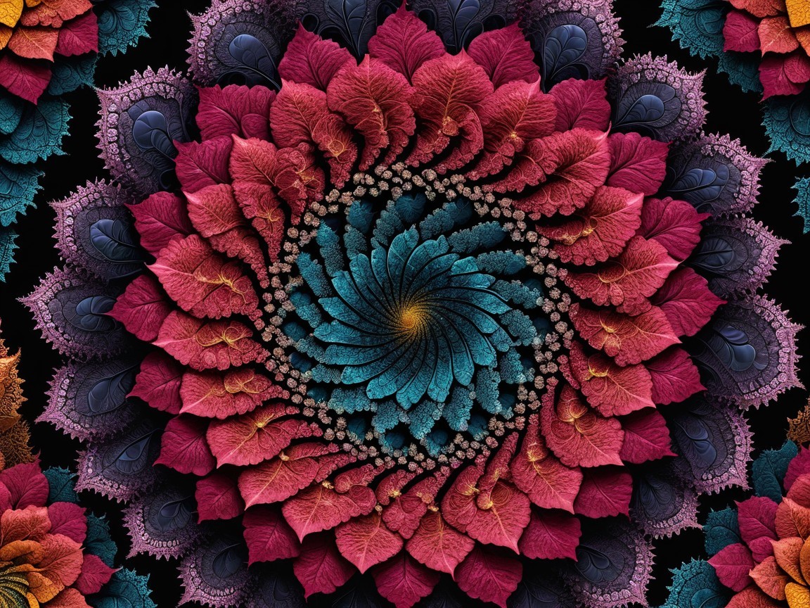 Vibrant Fractal Design with Spirals and Floral Patterns