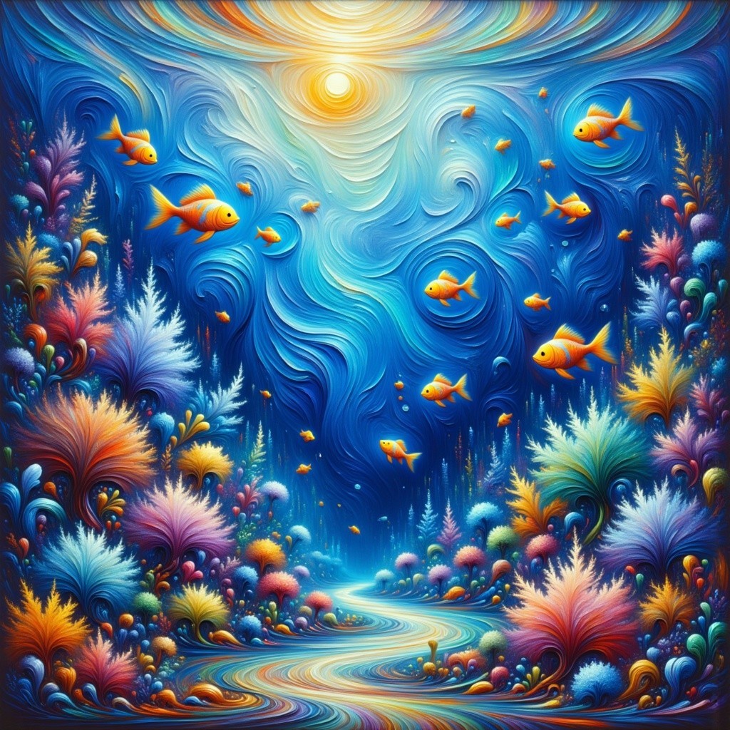 Vibrant Underwater Scene with Colorful Fish and Coral