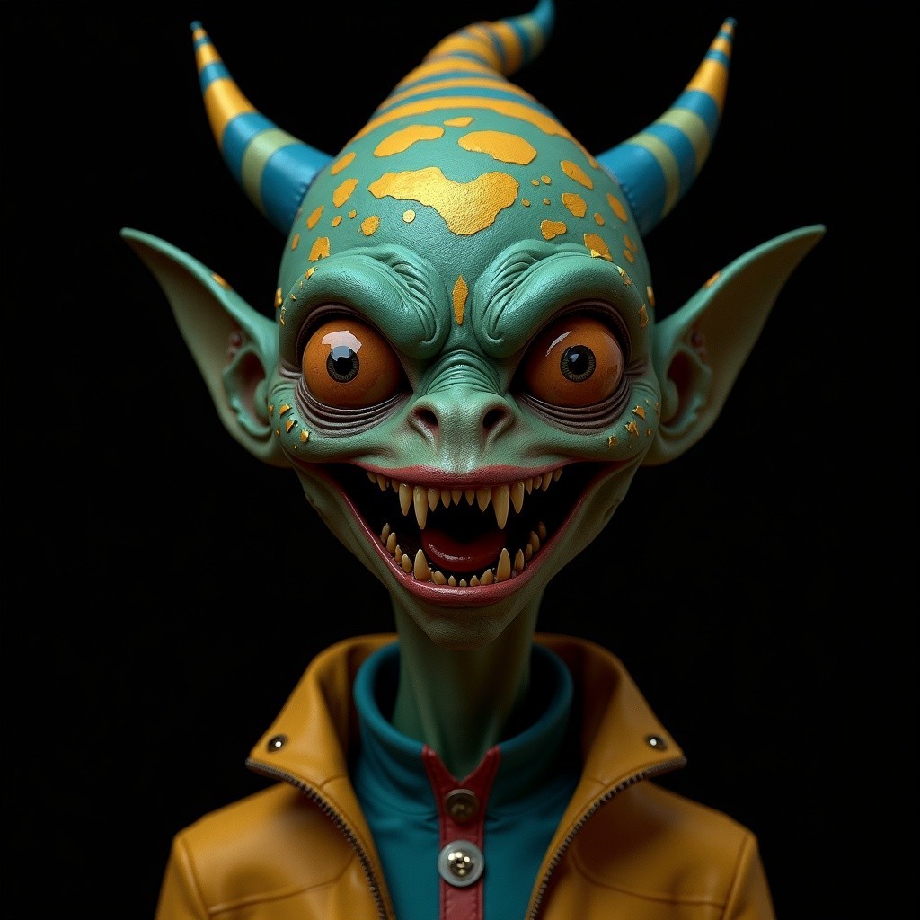 Vibrant Cartoonish Creature with Colorful Features
