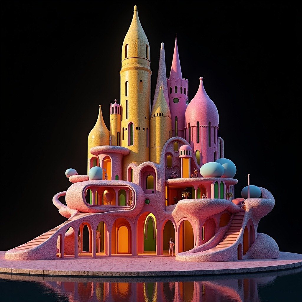 Whimsical Fairytale Castle in Vibrant Landscape